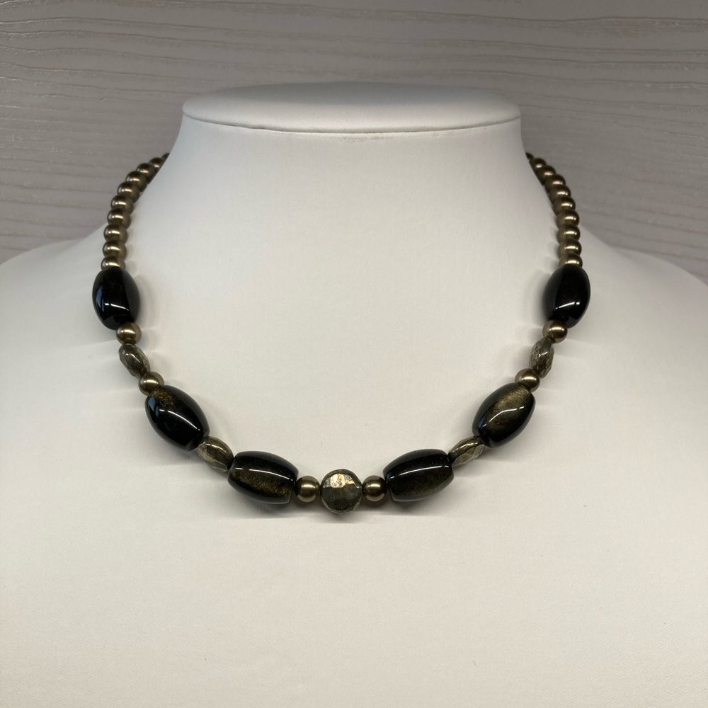 ✨Handmade Pyrite & Golden Obsidian Necklace